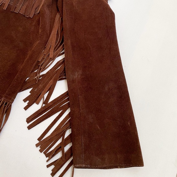 Womens Vintage Genuine Leather Fringe Western Brown Cowgirl Button Up Jacket - Picture 16 of 16